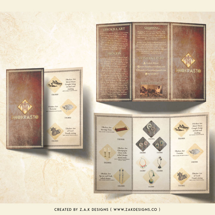 Trifold-Catalogue-Design-for-Dhokrasto-by-ZAK-Designs